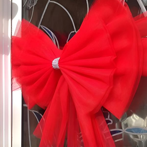 Grand nœud rouge festif - Parfait pour votre porte