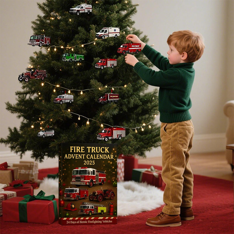 Calendrier de l'Avent camion de pompiers avec 24 jouets
