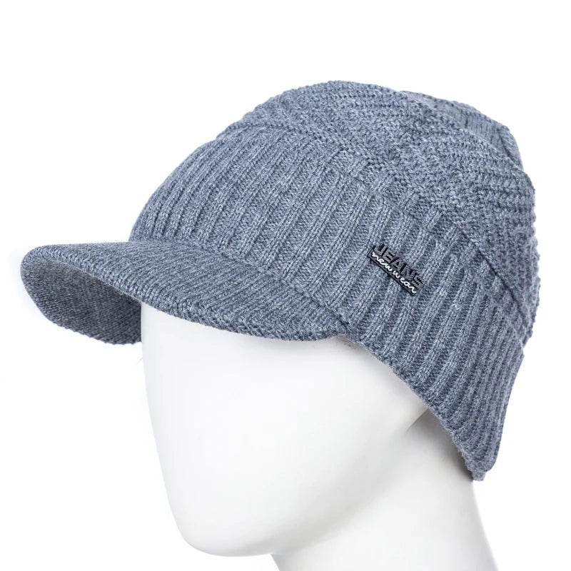 Fleece-Lined Knit Visor Beanie