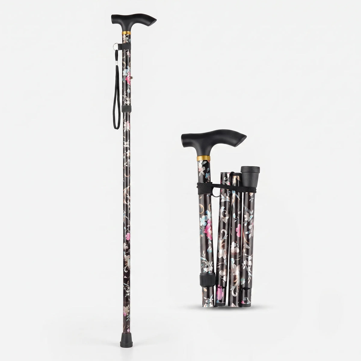 Canne pliante à motif floral