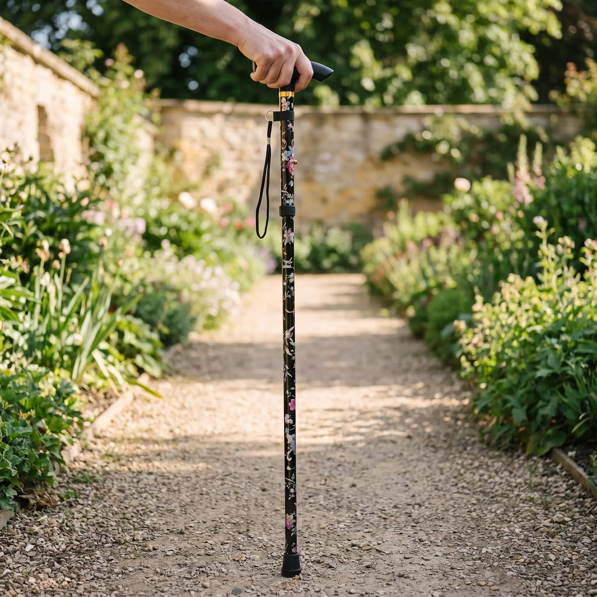 Canne pliante à motif floral