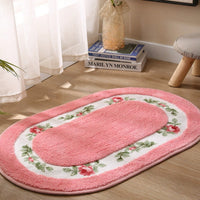 Alfombra de Baño Ovalada con Diseño Floral Acolchado