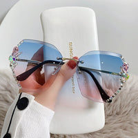 Gafas de Sol sin Montura con Lentes Degradadas y Piedras Brillantes