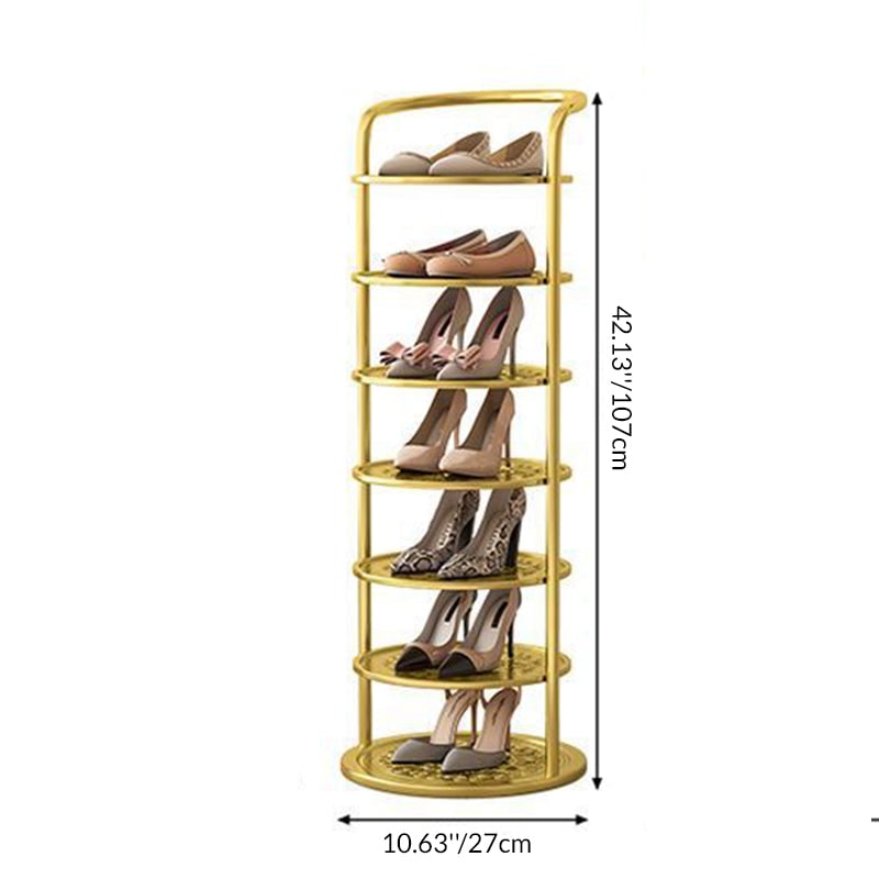 Freestanding Vertical Shoe Rack Organizer Tower with Metal Frame