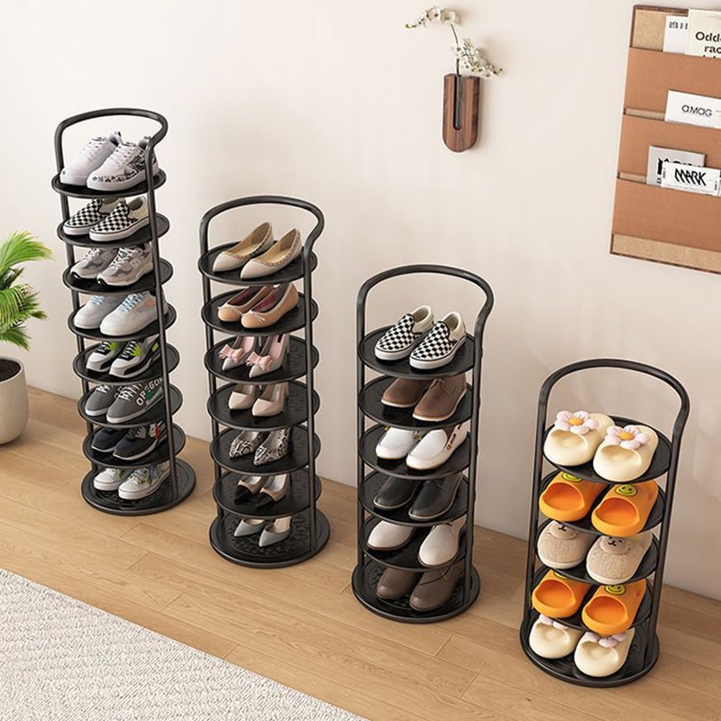 Freestanding Vertical Shoe Rack Organizer Tower with Metal Frame