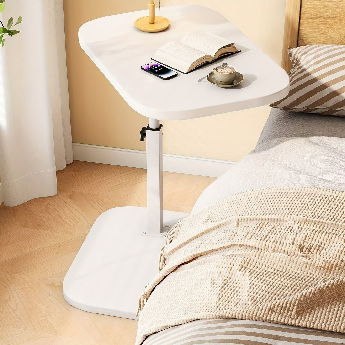 Functional Side Table with Height Adjustment Stylish Aid in Everyday Life