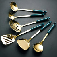 Juego de Utensilios de Cocina de Acero Inoxidable Dorado