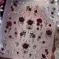 Gothic Rose and Skull Nail Art Sticker Set
