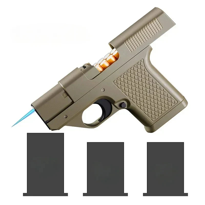 Gun-Shaped Jet Flame Lighter with Secret Storage Compartment