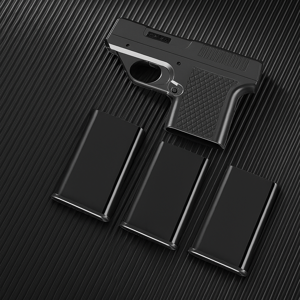 Gun-Shaped Jet Flame Lighter with Secret Storage Compartment