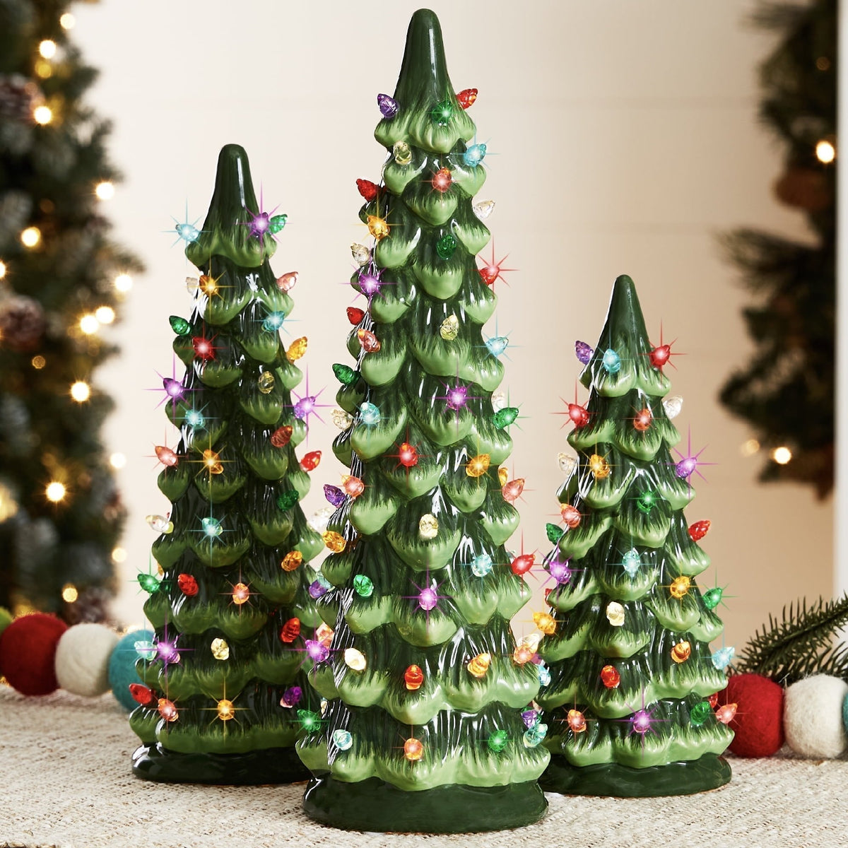Handcrafted Ceramic Christmas Tree with LED Lights