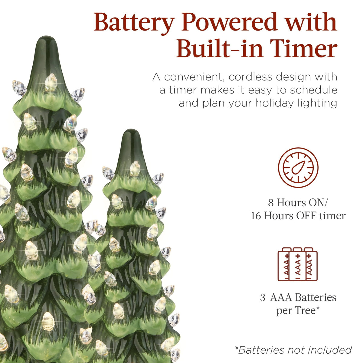 Handcrafted Ceramic Christmas Tree with LED Lights