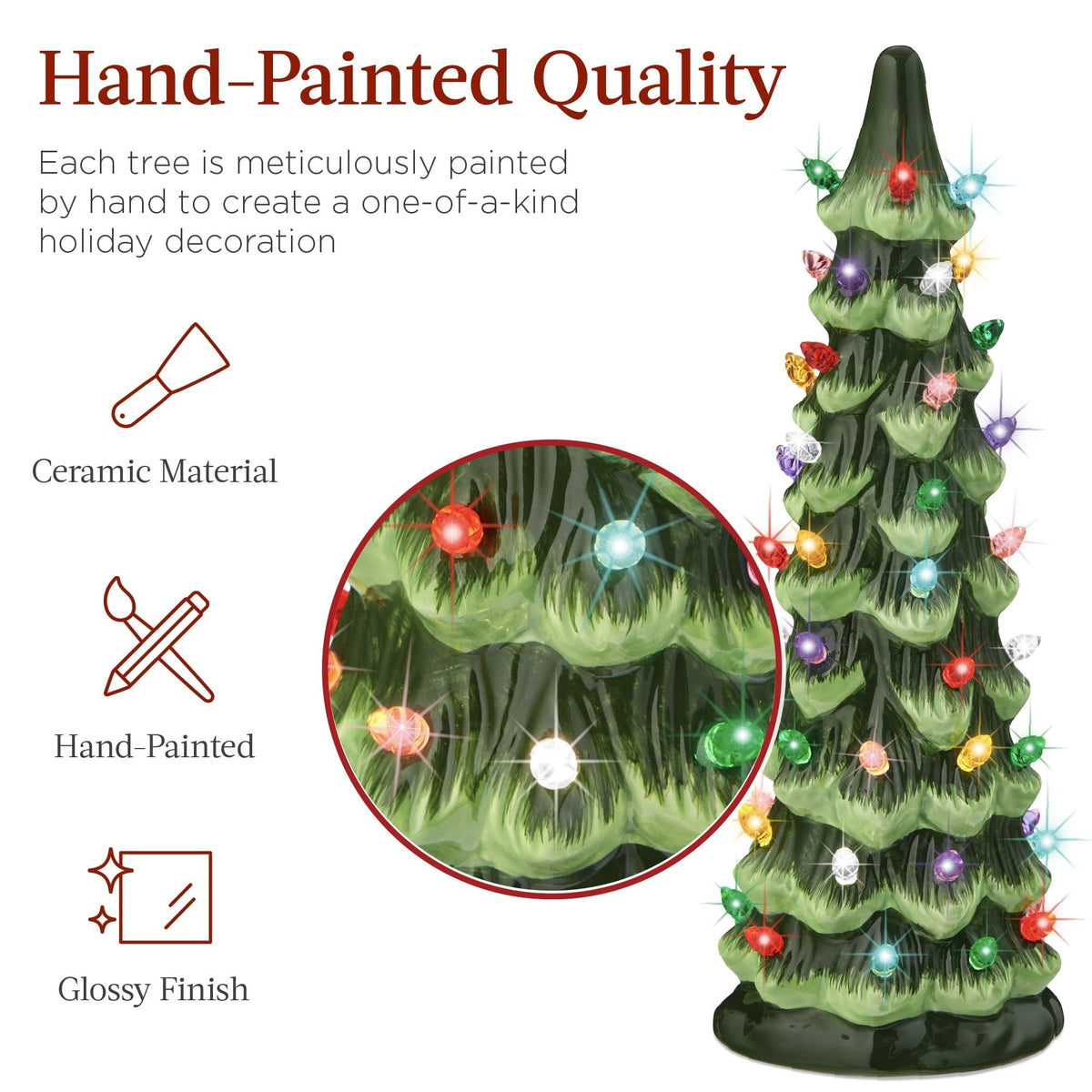 Handcrafted Ceramic Christmas Tree with LED Lights