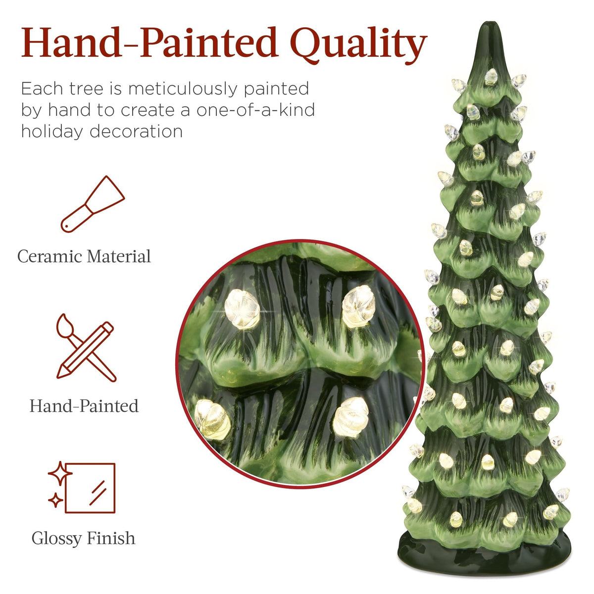 Handcrafted Ceramic Christmas Tree with LED Lights