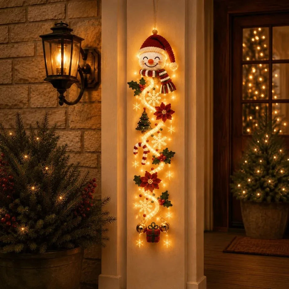 Handcrafted Christmas Door Hanger with 6 Festive Light Designs