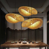 Suspension en Bambou Tissé Main, Style Naturel