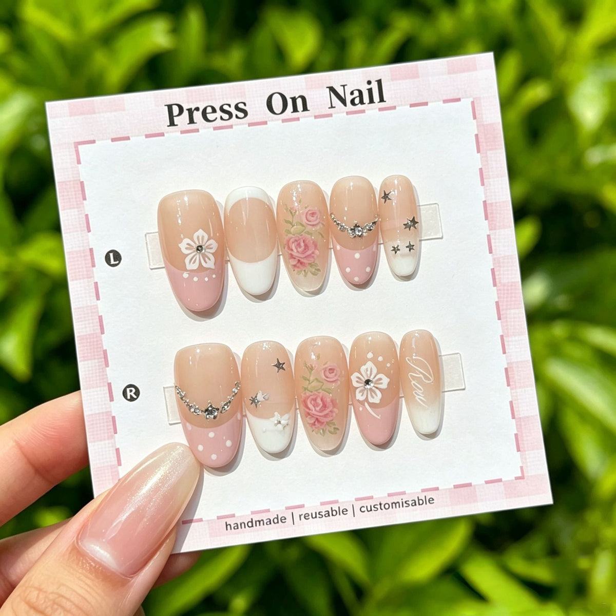 Handmade Floral Press-On Nail Set