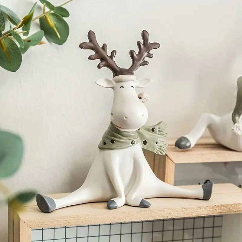 Figurine de renne faite main avec écharpe pour décoration festive de Noël