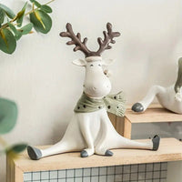 Figurine de renne faite main avec écharpe pour décoration festive de Noël