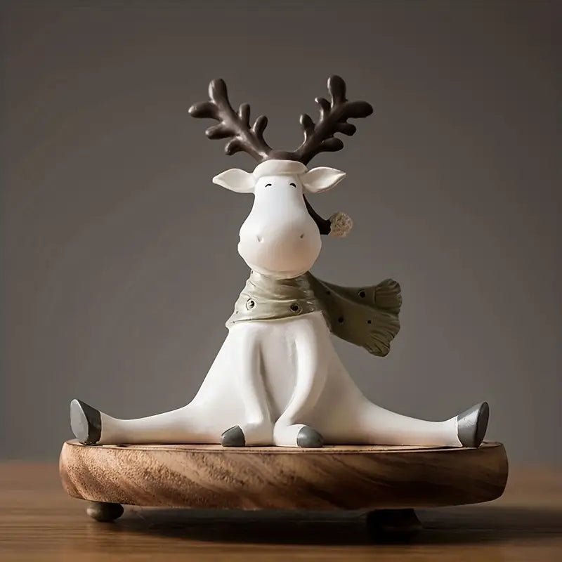 Figurine de renne faite main avec écharpe pour décoration festive de Noël