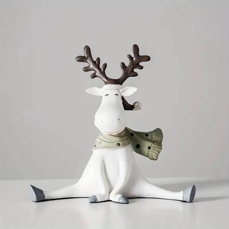 Figurine de renne faite main avec écharpe pour décoration festive de Noël
