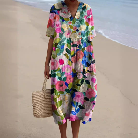 Hannah - Colorful Summer Dress with Flowers