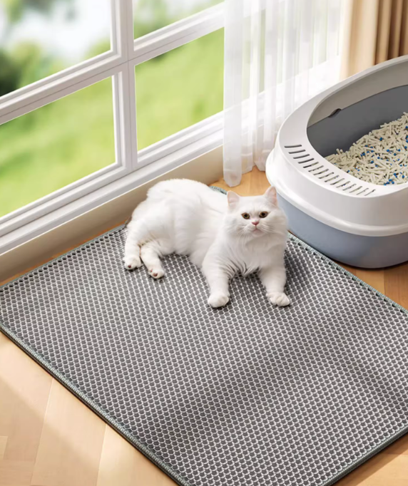 Tapis de protection de sol pour litière d’animaux, imperméable, robuste et à double couche