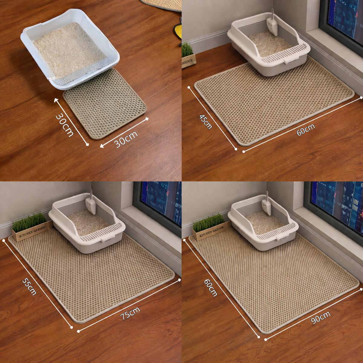 Tapis de protection de sol pour litière d’animaux, imperméable, robuste et à double couche