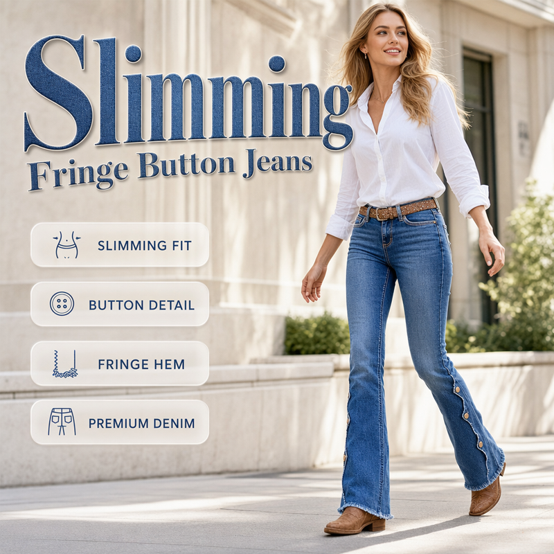 Jean en denim évasé extensible taille haute avec ourlet à franges brutes