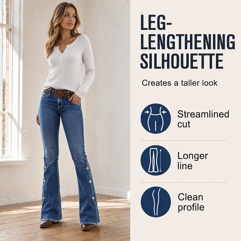 Jean en denim évasé extensible taille haute avec ourlet à franges brutes