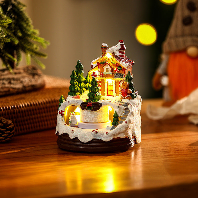 Illuminated Christmas Village Decoration with Moving Figures