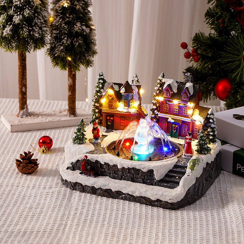 Illuminated Christmas Village Decoration with Moving Figures