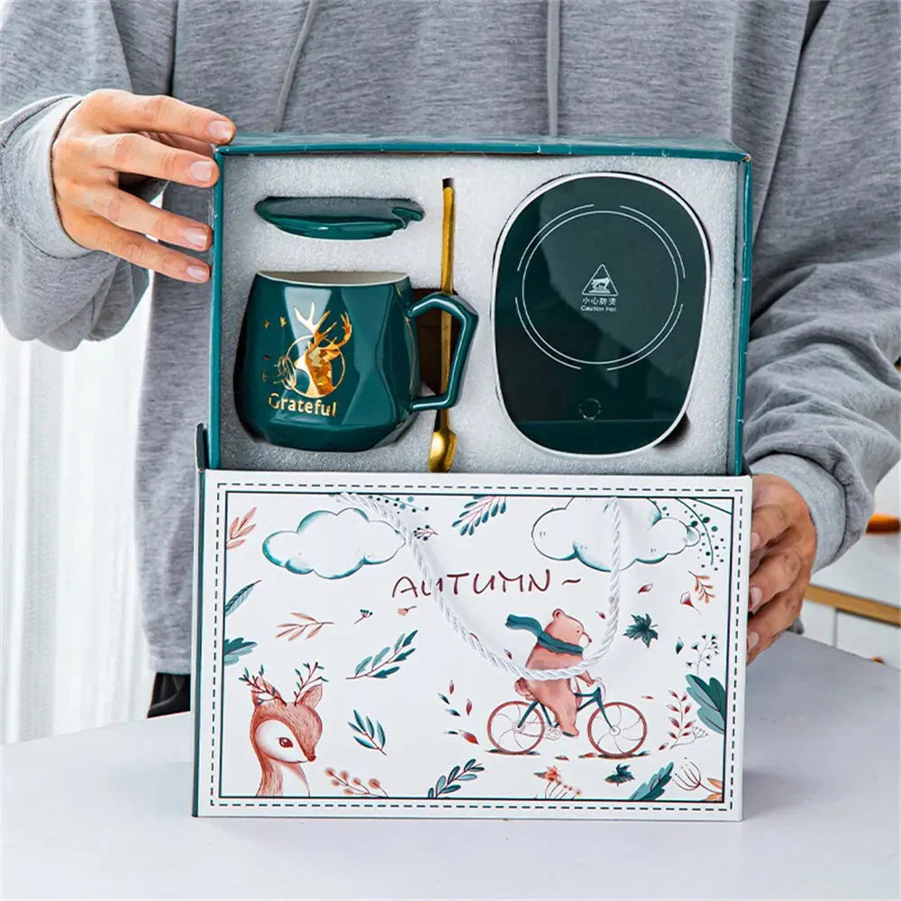 Innovative Set with Heated Mugs – Ceramic Cup with Smart Warming Coaster