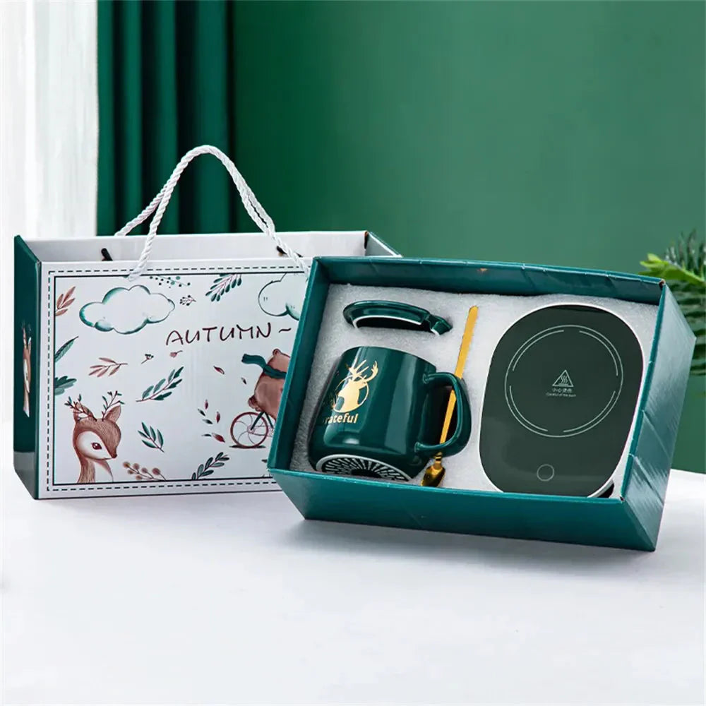 Innovative Set with Heated Mugs – Ceramic Cup with Smart Warming Coaster