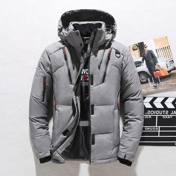 Insulated Duck Down Winter Jacket with Removable Hood