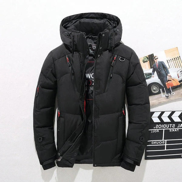 Insulated Duck Down Winter Jacket with Removable Hood