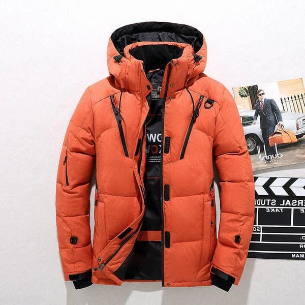Insulated Duck Down Winter Jacket with Removable Hood