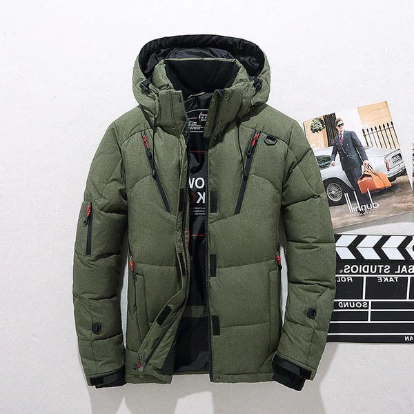 Insulated Duck Down Winter Jacket with Removable Hood