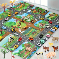 Tapis de Jeu Interactif pour Enfants – Design Coloré Ferme et Circulation