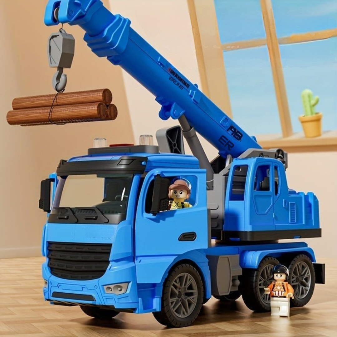 Interactive Truck with Crane for Kids with Lights and Sounds - Safe Motor Toy