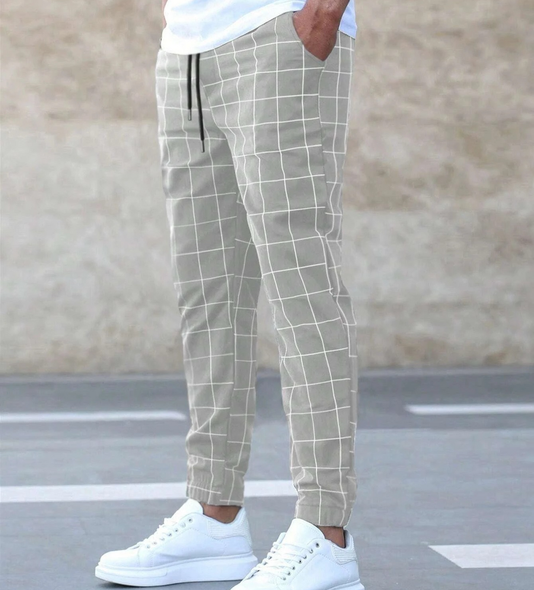Jaxon - Stretch Plaid Pants with Pockets