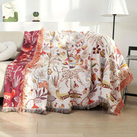 Plaid en Coton Réversible - Imprimé Jardin Jungle