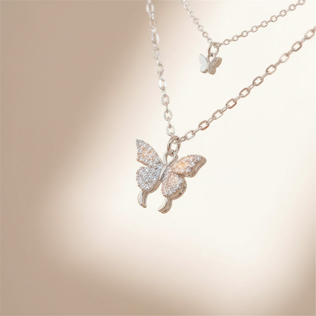 Layered Silver Necklace - FlutterJewelry