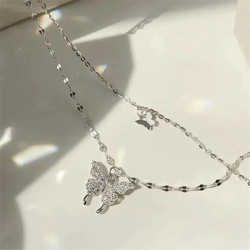 Layered Silver Necklace - FlutterJewelry