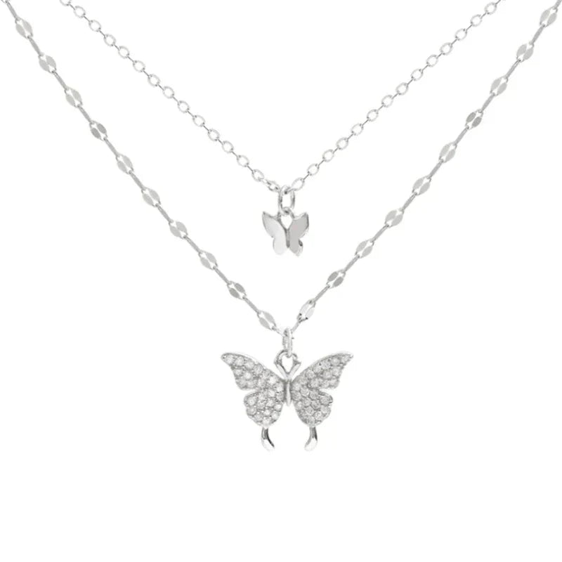 Layered Silver Necklace - FlutterJewelry
