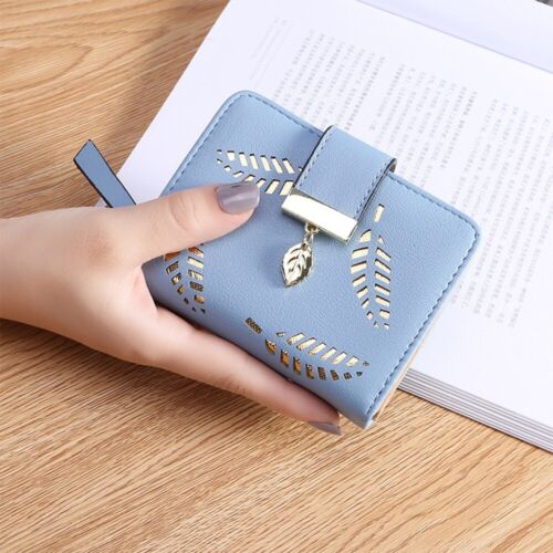 Leather Wallet with Golden Leaves