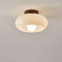 Lampe Plafonnier LED Bauhaus Crème avec Abat-Jour en Verre pour Salon et Chambre - Design Moderne, Lumière Douce