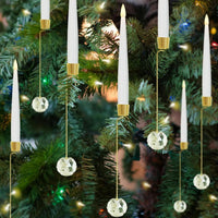 LED Christmas Tree Candle Set – Warm White Clip-On Candle Lights with Hanging Crystal Ornaments
