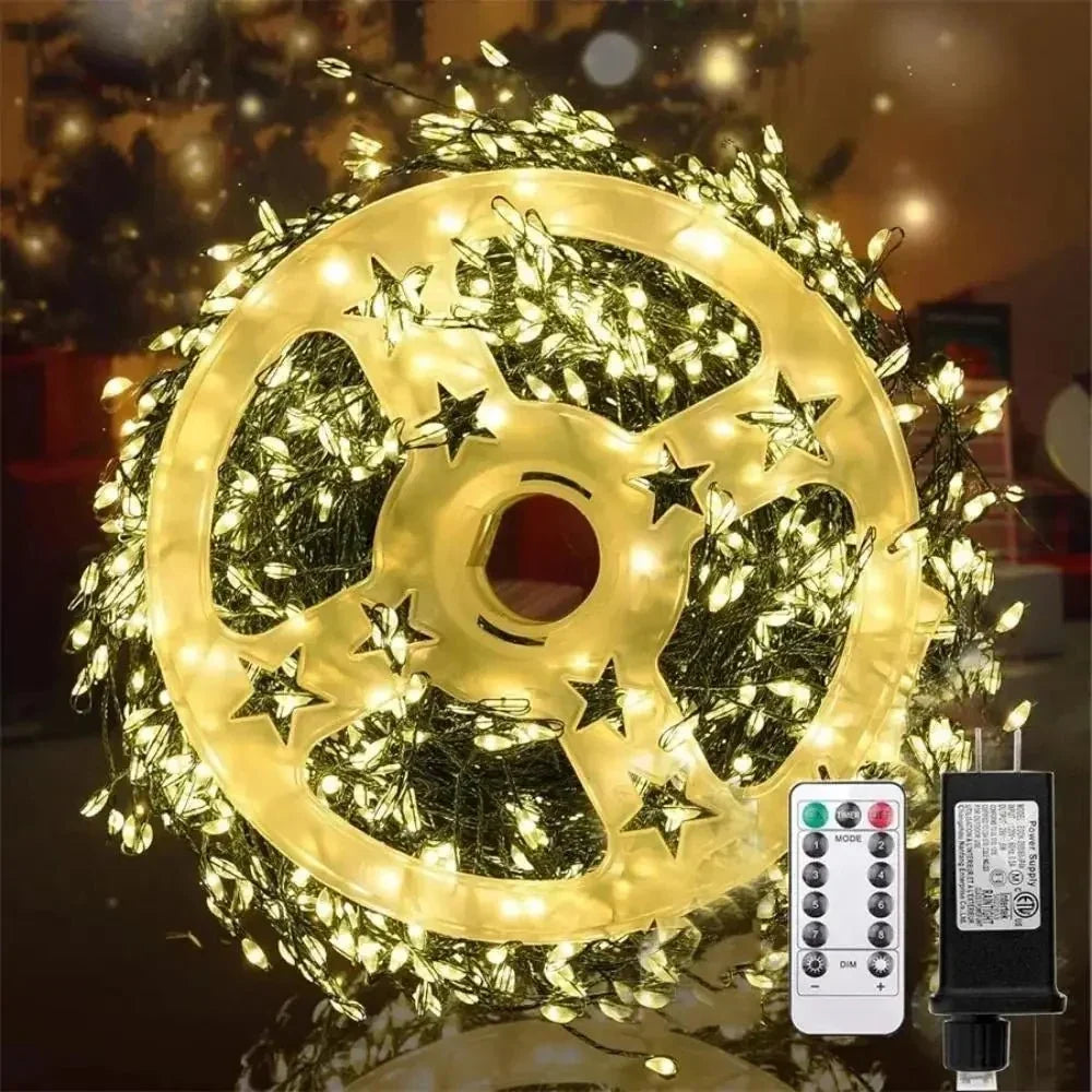 Guirlande lumineuse à LED en grappes avec télécommande et 8 modes