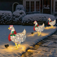 Décoration de Noël lumineuse en forme de poulet avec écharpe